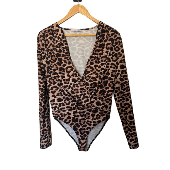 Zara Tops - Zara cheetah leopard animal print bodysuit top size small